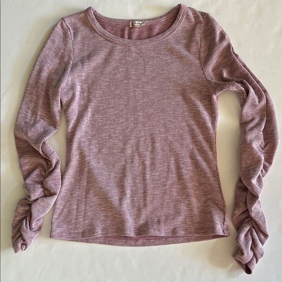 Free People Dusty Pink Ribbed Long Sleeve Top size M - Picture 1 of 4